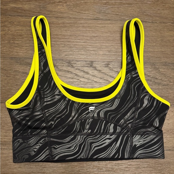 Fabletics neon yellow and black size medium sports bra - Picture 2 of 2